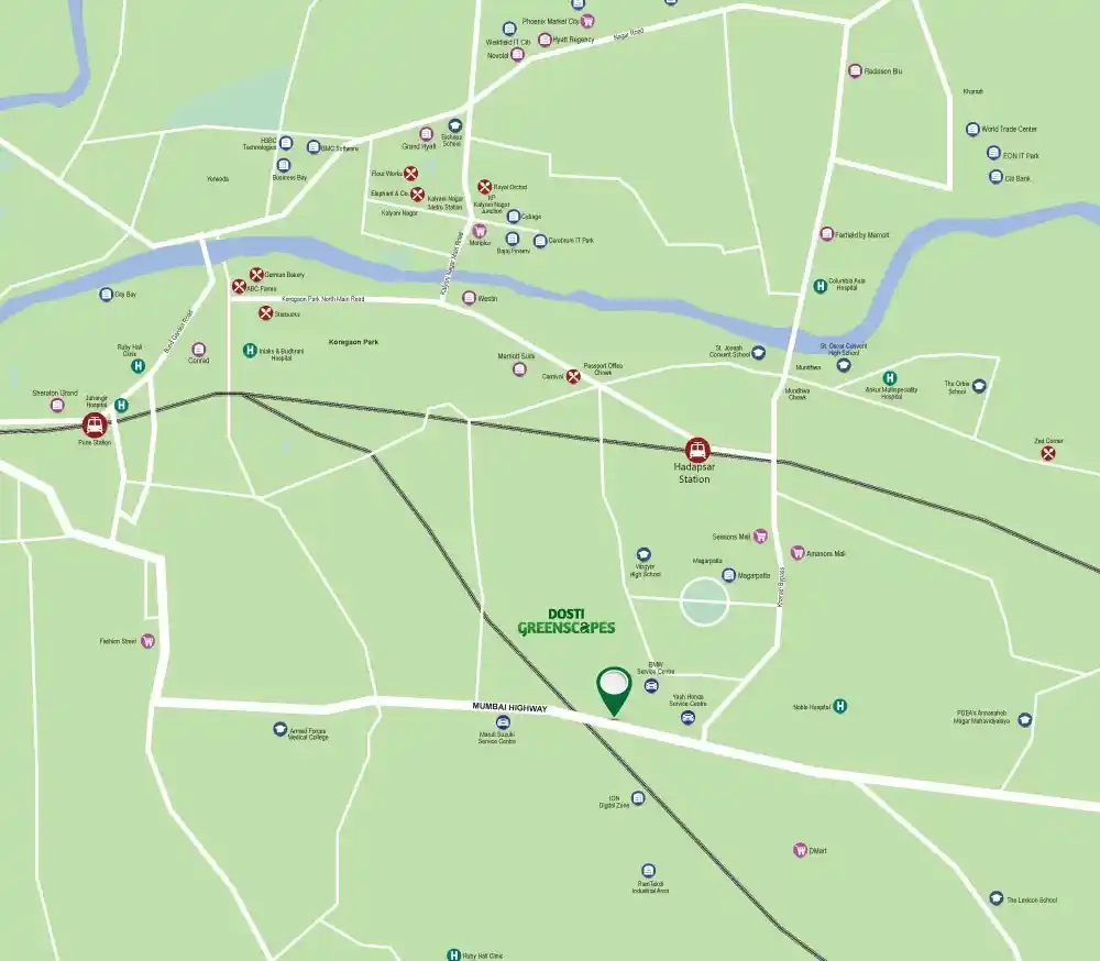 Dosti Greenscapes Location Map